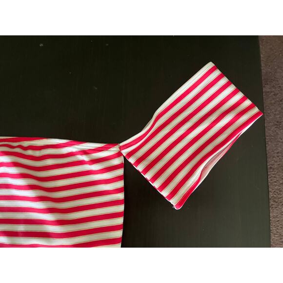 aerie Hot Pink and White/Gold Striped Barbiecore Bikini SzXL - Picture 3 of 14
